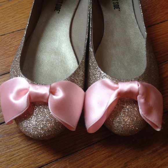 Shoes - Pink Bow Glitter Flats