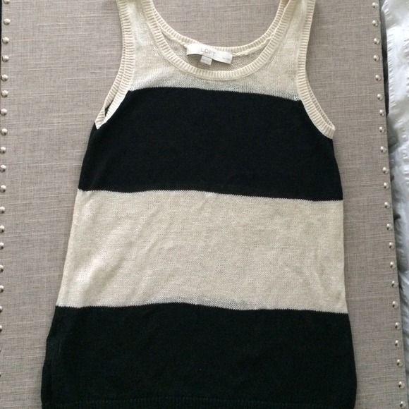 Linen/ cotton black and white tank