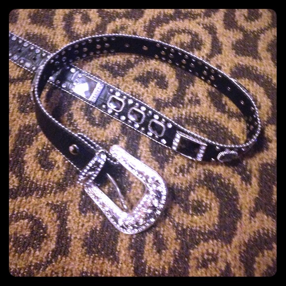 Genuine leather studded belt.