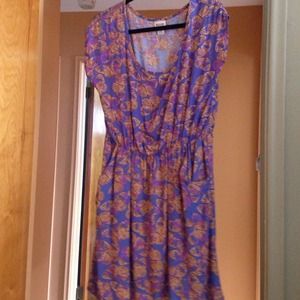 Lilac purple dress with yellow butterfly pattern