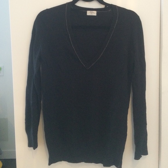 Madewell Contrast Stitching Black Sweater