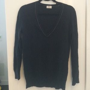 Madewell Contrast Stitching Black Sweater