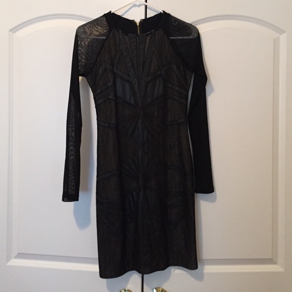 Black leather long sleeve dress