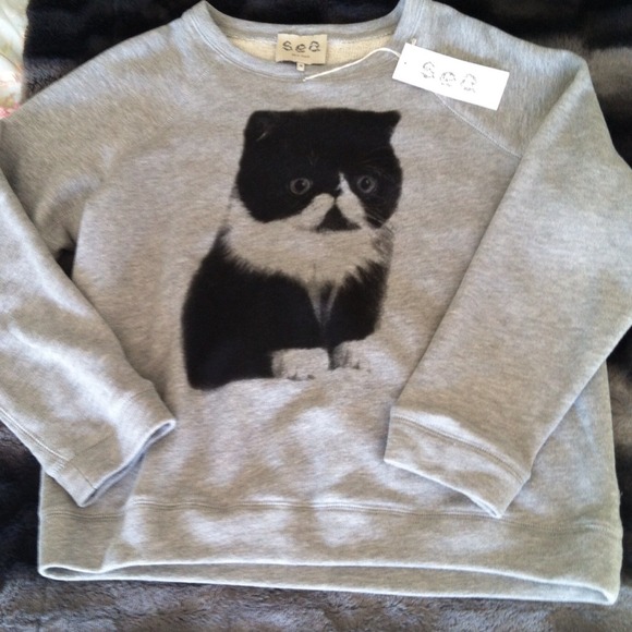 New Sea NY grey cat sweatshirt