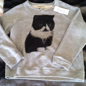 New Sea NY grey cat sweatshirt