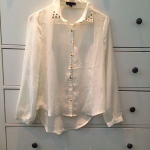 Studded sheer white long sleeve