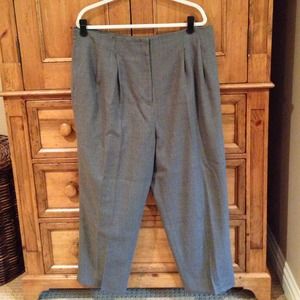 Charcoal grey fully lined pleated wool dress pants