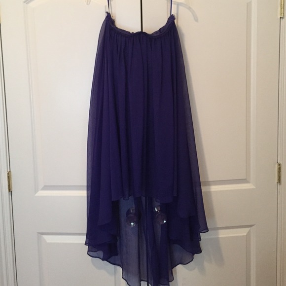Strapless blue high low dress