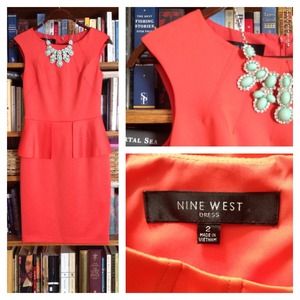Nine West Coral Peplum Dress