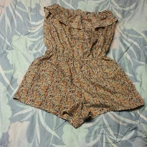 Strapless Floral Romper