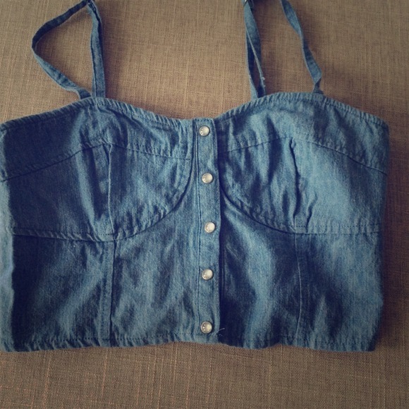 Jean button up crop top