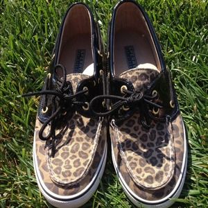 Leopard Print Canvas Sperrys