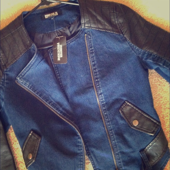 Leather and denim jacket