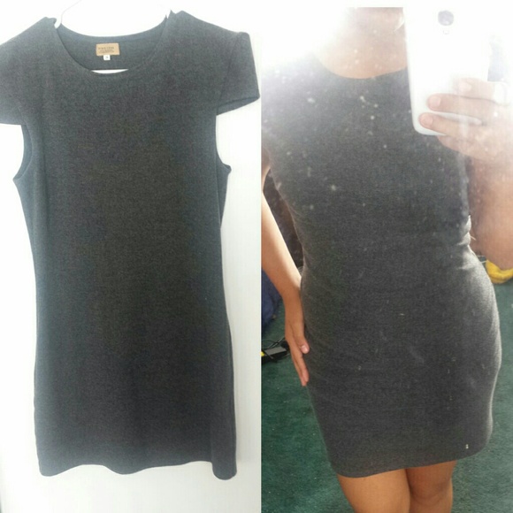 Grey Padded Shoulder Form Fitting Dress