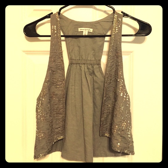 Beaded detail grey vest