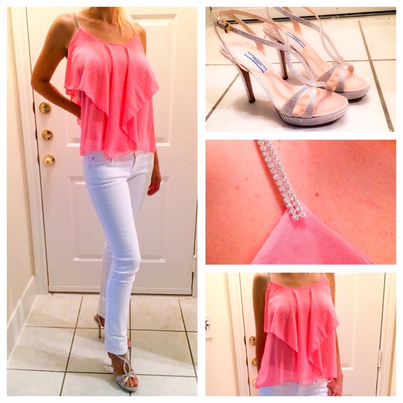 Summer chiffon hot pink top.