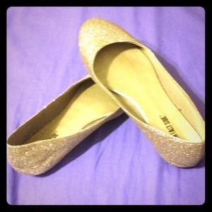 Gold sparkly ballet flats