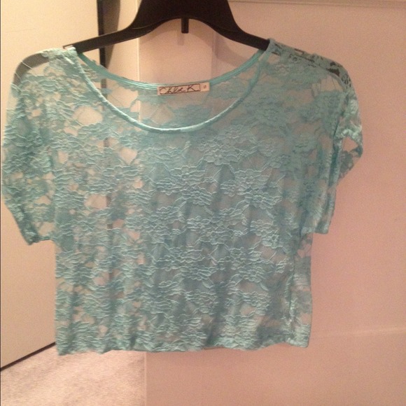 Blue lace and floral shirt