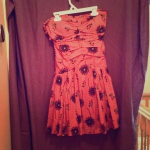 Strapless floral dress