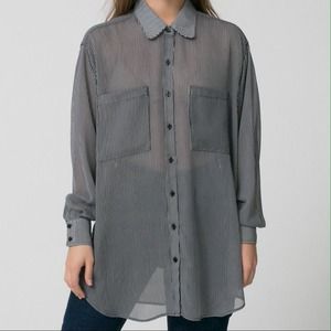 American Apparel oversize chiffon button up