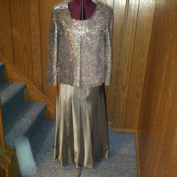 Hand made grey/silver blazer, tank, & skirt set