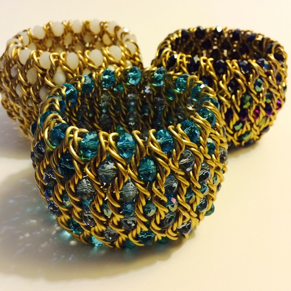 💕Aqua & Gold Chuncky Cuff Bracelet💕 - Picture 4 of 4