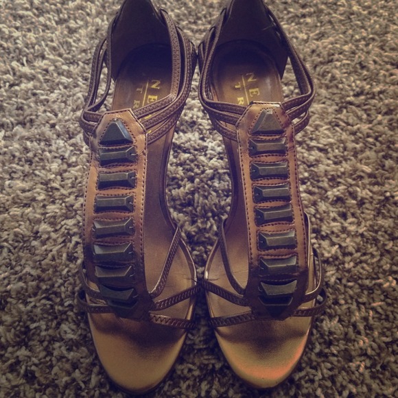 Sexy bronze/copper strappy heels