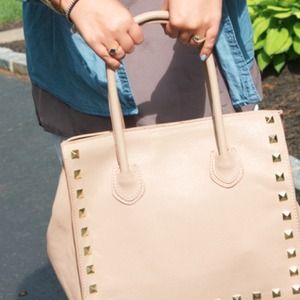 Bags - Nude Pebbled Leather Studded Bag! Bags - Nude Pebbled Leather Studded Bag!