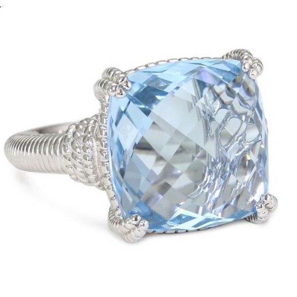 🌺Judith Ripka "Giftables" Blue Cushion Stone Ring