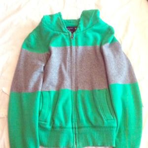 Green and grey stripe hoodie