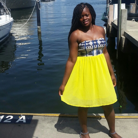 Strapless tribal print babydoll dress - Picture 3 of 3