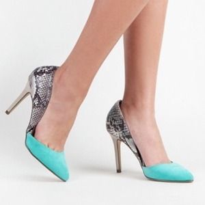 Snake Skin Aqua Heels Pumps D'Orsay Style