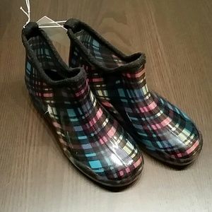 Plaid Ankle Rain Booties