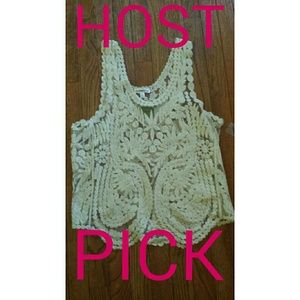 LACED IVORY SHEAR TANK TOP