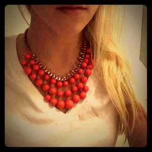 Pink / coral bib necklace