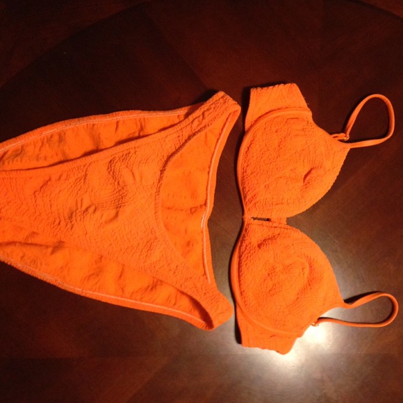Neon orange swim suit