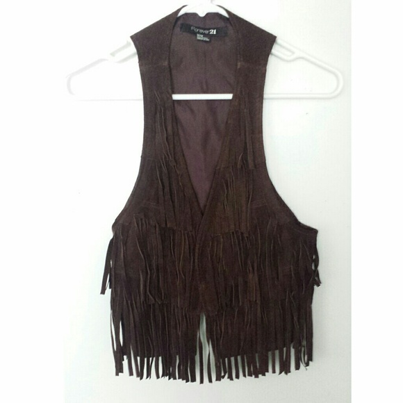 Brown Suede Fringe Vest