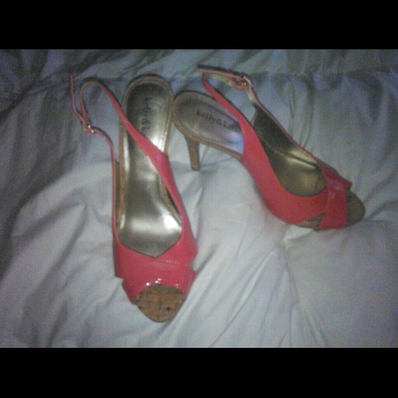*HP* Coral sling back peep toe heels *HP*