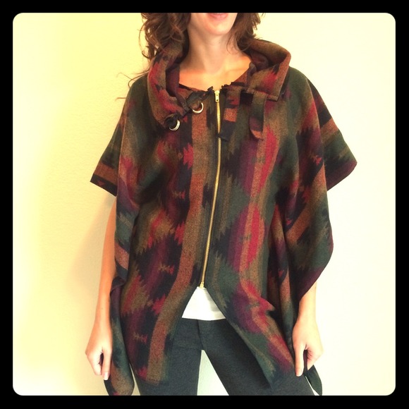 Aztec Wool Cape. NEW