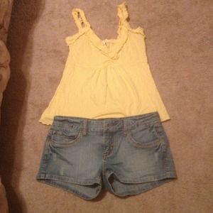Tank and denim shorts