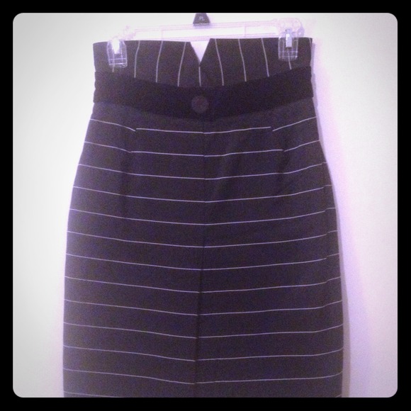 EMPORIO ARMANI Striped Empire Waist Pencil Skirt
