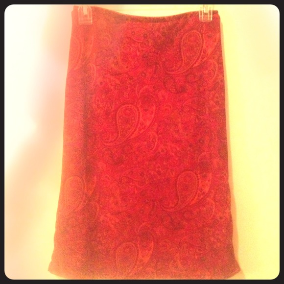 EXPRESS Red Paisley Knee-Length Skirt