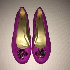 Suede jeweled flats