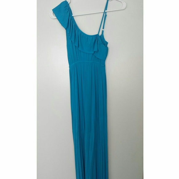 Turquoise Maxi Ruffle Dress