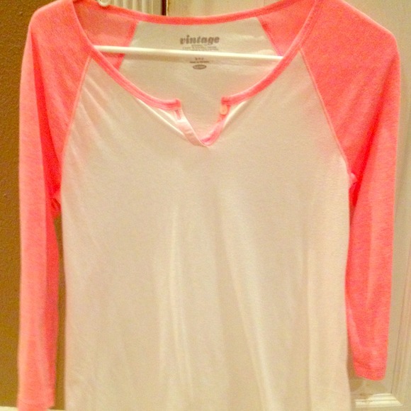 Neon pink baseball tee