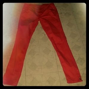 Peach colored skinny jeans