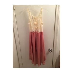 Lace and Chiffon High-Low Dress