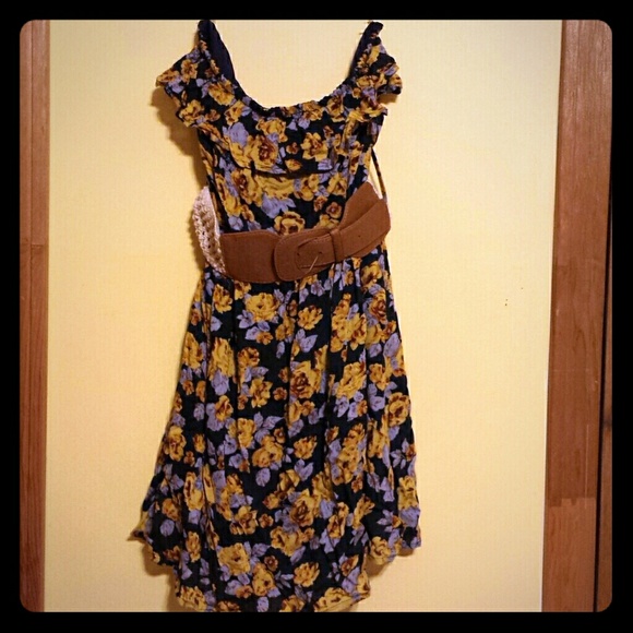 Strapless Flower Dress with Belt