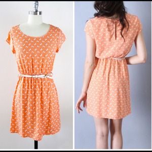 Flower printed with a glowing peach skin dress