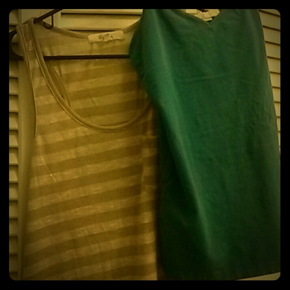 2 Forever 21 Tops, Teal tank and beige racerback - Picture 1 of 4